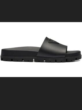 Prada soft slide Black Slide Sandal with Rugged Sole